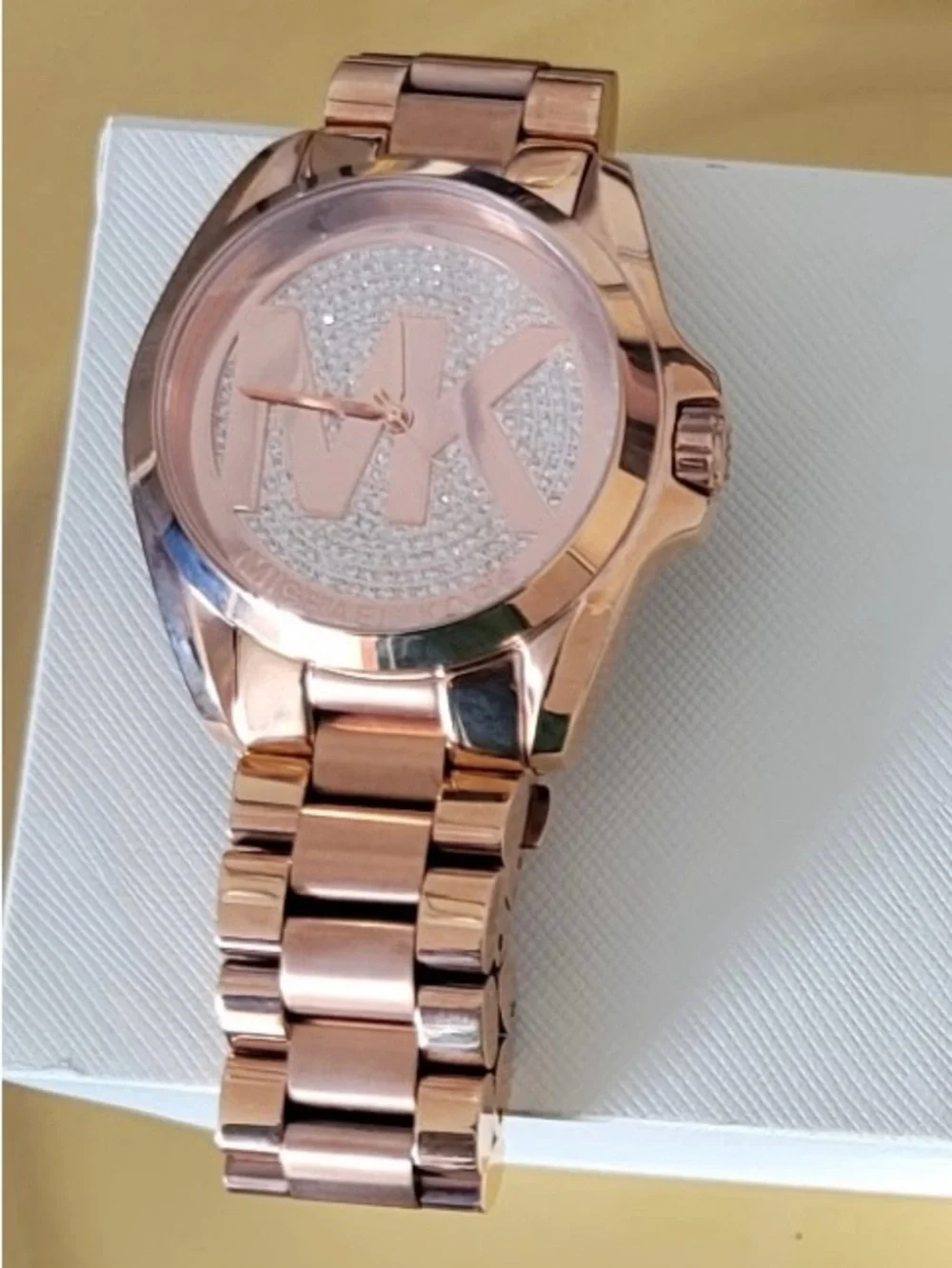 Michael Kors Rose Gold-tone MK Pavé Dial Bracelet Watch